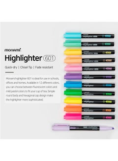Monami Highlighters, Chisel Tip (1~4Mm) Highlighter, 6 Assorted Fade-Resistant Ink Highlighter Pen, Built-In Clip Pastel Ink Highlighter Sticks, School, Office, Back To School Supplies  - Image 2