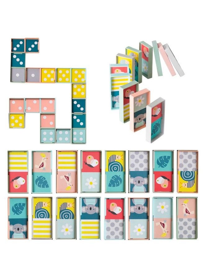 Taf Toys Train Dominoes Set Tile Board Game Domino Rally Games With Colorful Xl Domino Blocks For Toddlers & Kids 30 Months & Up Learn To Count Match & Name Colors. Classic Domino Play  - Image 1
