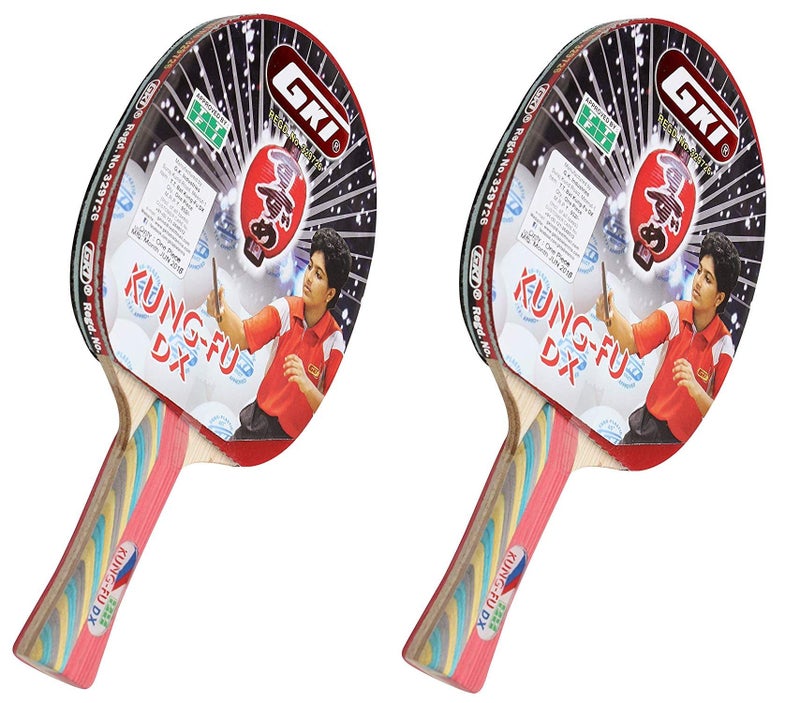 GKI Kung Fu DX Wood Table Tennis Racquet - Pack of 2, Red - Image 3