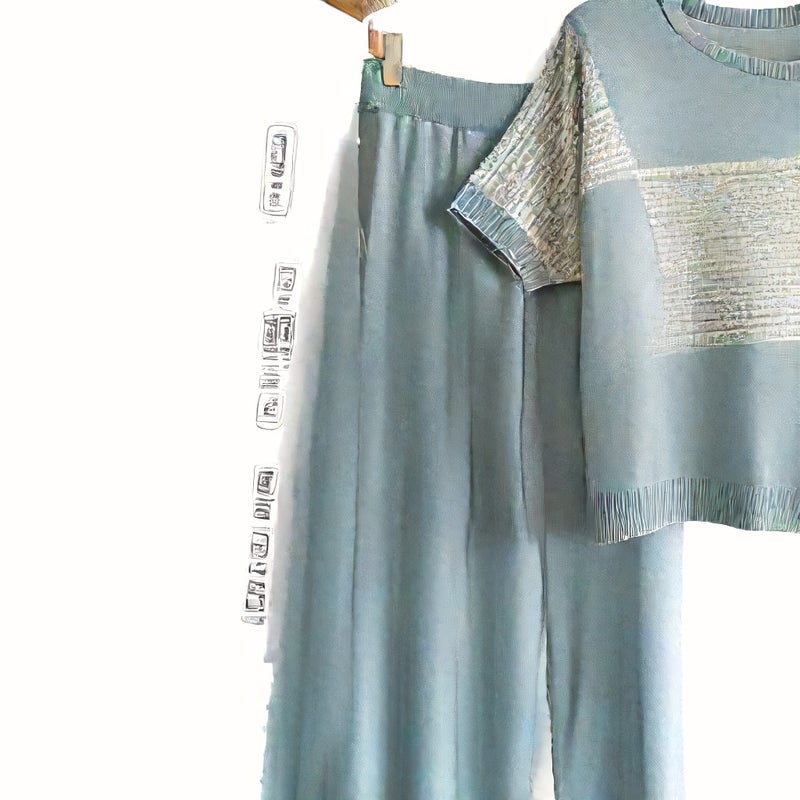 Fashionable Jacquard Batwing Sleeve Knit Two-Piece Set for Women, Loose Fit Wide Leg Pants - Image 5