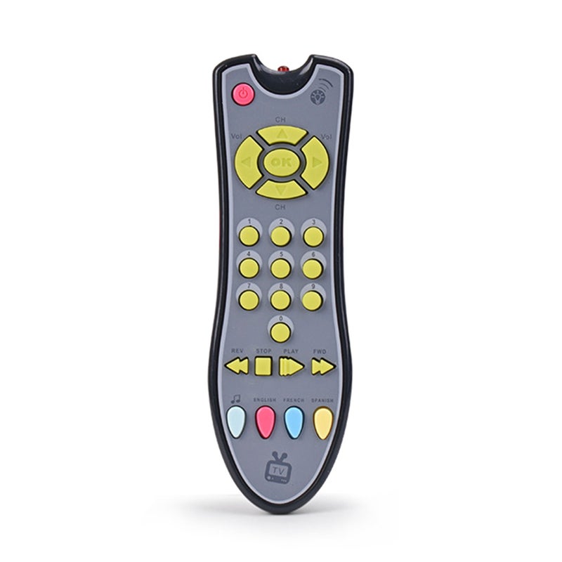 Kids Musical TV Remote Control Toy with Light and Sound Baby Early Education Toy 3 language Modes(English/French/ Spanish)for Toddlers Boys Girls - Image 1