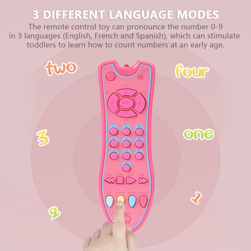 Kids Musical TV Remote Control Toy with Light and Sound Baby Early Education Toy 3 language Modes(English/French/ Spanish)for Toddlers Boys Girls - Image 5