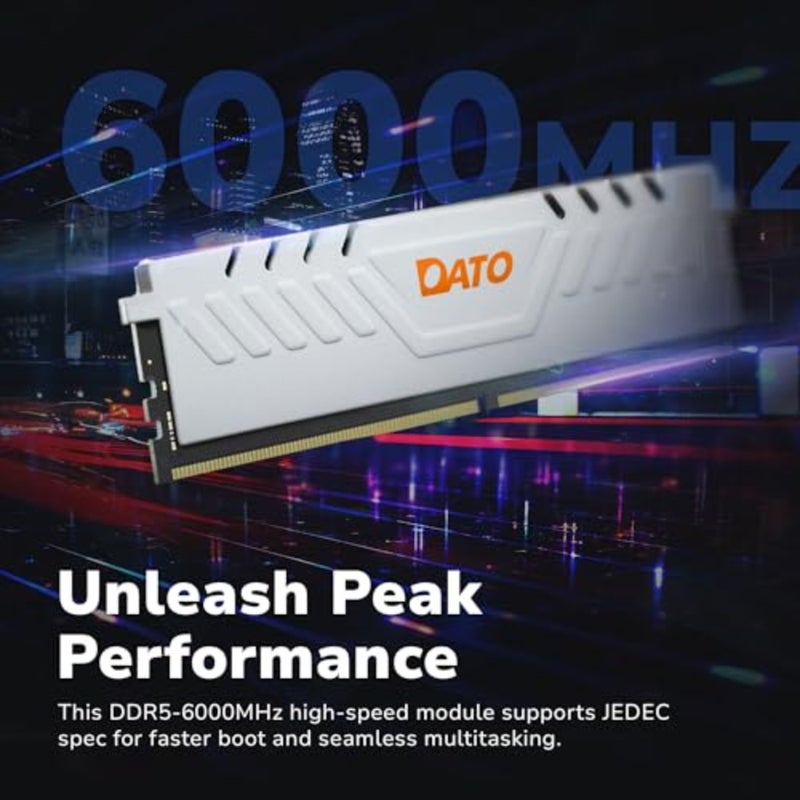 ذاكرة سطح المكتب للألعاب: DDR5 6000 ميجا هرتز، 32 جيجابايت 2x16 جيجابايت، مشتت حراري أبيض شديد، PC5-48000 CL38 1.35V غير ECC UDIMM - Image 2