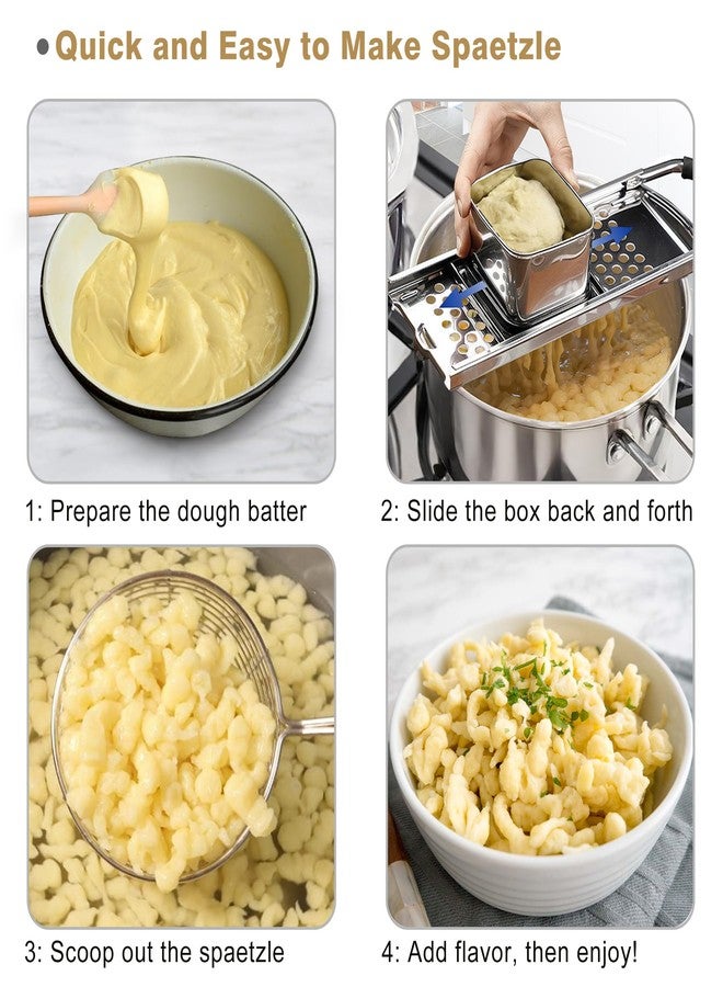 METLUCK Spaetzle Maker, METLUCK Premium Grade Stainless Steel Spaetzle Maker with Spider Strainer for Homemade Spaetzle German Egg Noodle Maker - Image 5
