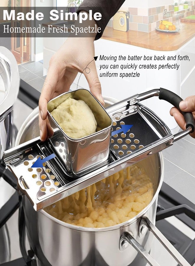 METLUCK Spaetzle Maker, METLUCK Premium Grade Stainless Steel Spaetzle Maker with Spider Strainer for Homemade Spaetzle German Egg Noodle Maker - Image 2