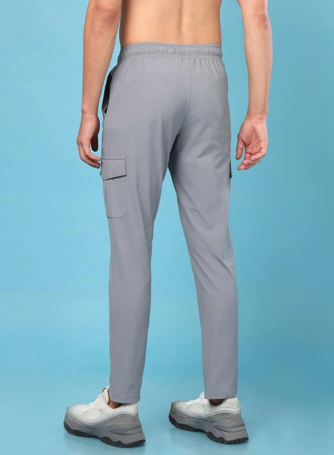 Technosport Solid Relaxed Fit Cargo Trackpants with Duracool+ by Styli
