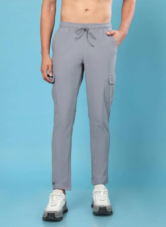 Technosport Solid Relaxed Fit Cargo Trackpants with Duracool+ by Styli
