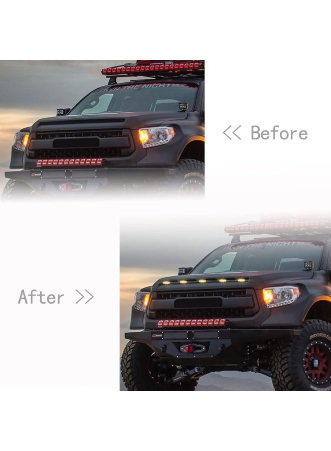 KISSUN 5PCS Universal Front Grille LED Lights - Amber DRL Lamps with Raptor Style Trim Compatible with Toyota Tundra, Ford F150, Dodge Ram, GMC Sierra & More - Image 3
