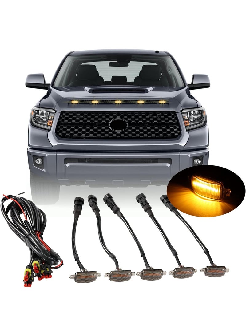 KISSUN 5PCS Universal Front Grille LED Lights - Amber DRL Lamps with Raptor Style Trim Compatible with Toyota Tundra, Ford F150, Dodge Ram, GMC Sierra & More - Image 1