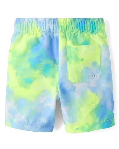 The Children's Place The Childrens PlaceBoysShort Sleeve Rashguard and Swim Trunk 2Piece SetTie Dye YellowSmall - Image 3