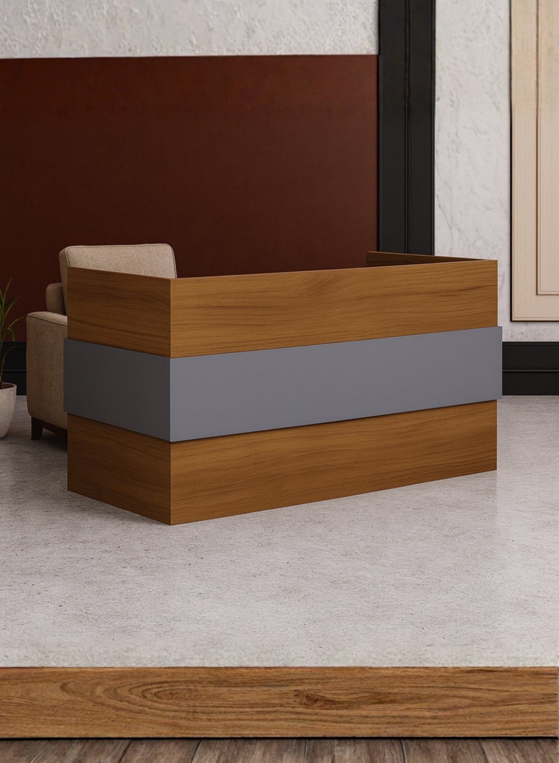 Karnak Horizon Modern Reception Desk Counter – Office Front Desk with Contemporary Design, Durable Finish, Ergonomic Workspace, Ideal for Office, Hotel, Clinic, Salon & Showroom ( Walnut-Dust Grey ) - Image 2