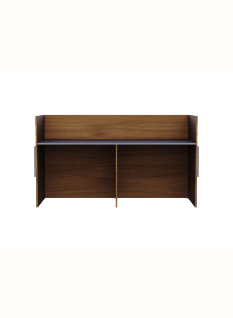 Karnak Horizon Modern Reception Desk Counter – Office Front Desk with Contemporary Design, Durable Finish, Ergonomic Workspace, Ideal for Office, Hotel, Clinic, Salon & Showroom ( Walnut-Dust Grey ) - Image 4