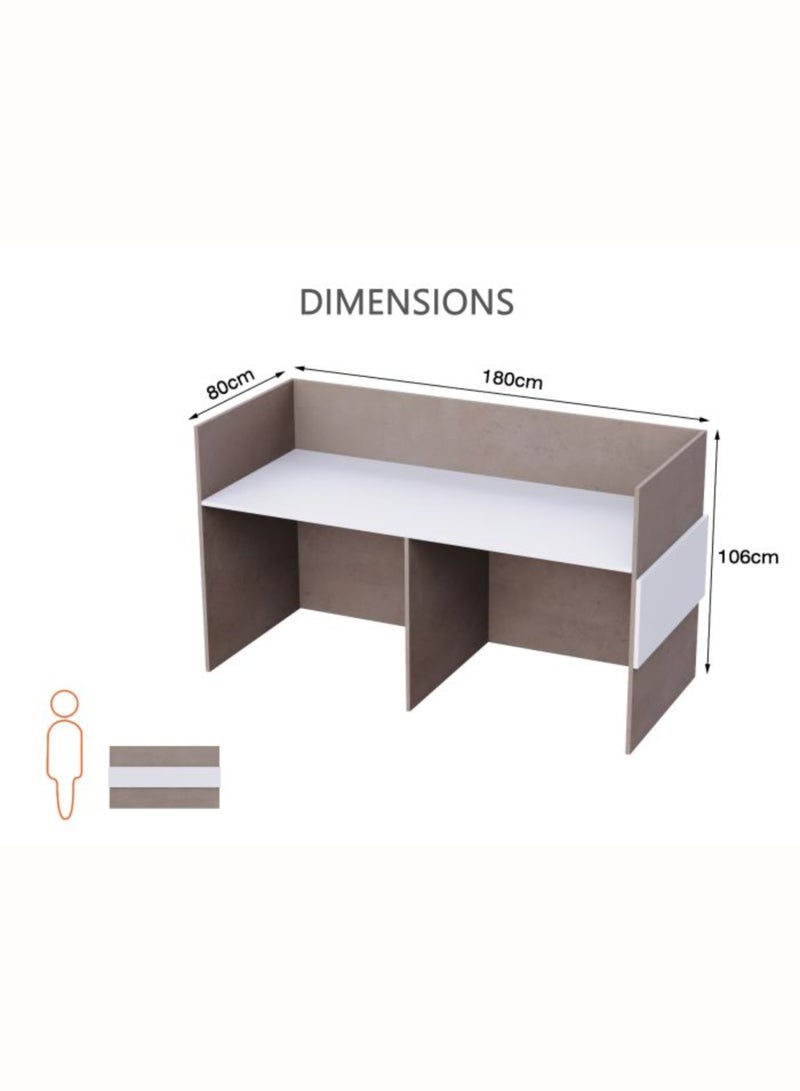 Karnak Horizon Modern Reception Desk Counter – Office Front Desk with Contemporary Design, Durable Finish, Ergonomic Workspace, Ideal for Office, Hotel, Clinic, Salon & Showroom ( Walnut-Dust Grey ) - Image 5