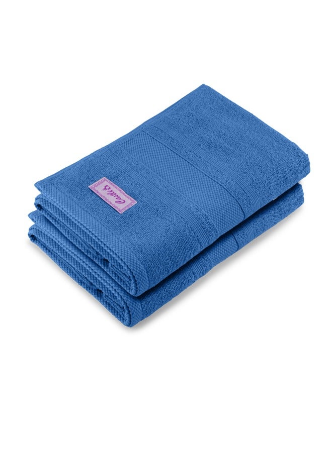BYFT Home Castle (Blue) Premium Cotton Bath Towel (70 X 140 Cm-Set Of 2) Highly Absorbent, High Quality Bath Linen With Diamond Dobby 550 Gsm - Image 3
