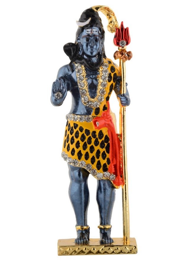 GCT Lord Shiv Idol Shiva Trishul Statue Shankar Murti (B-174) Blue Metal Statue for Home Décor Car Dashboard Mandir Pooja Murti Temple Puja Office Table Showpiece - Image 1