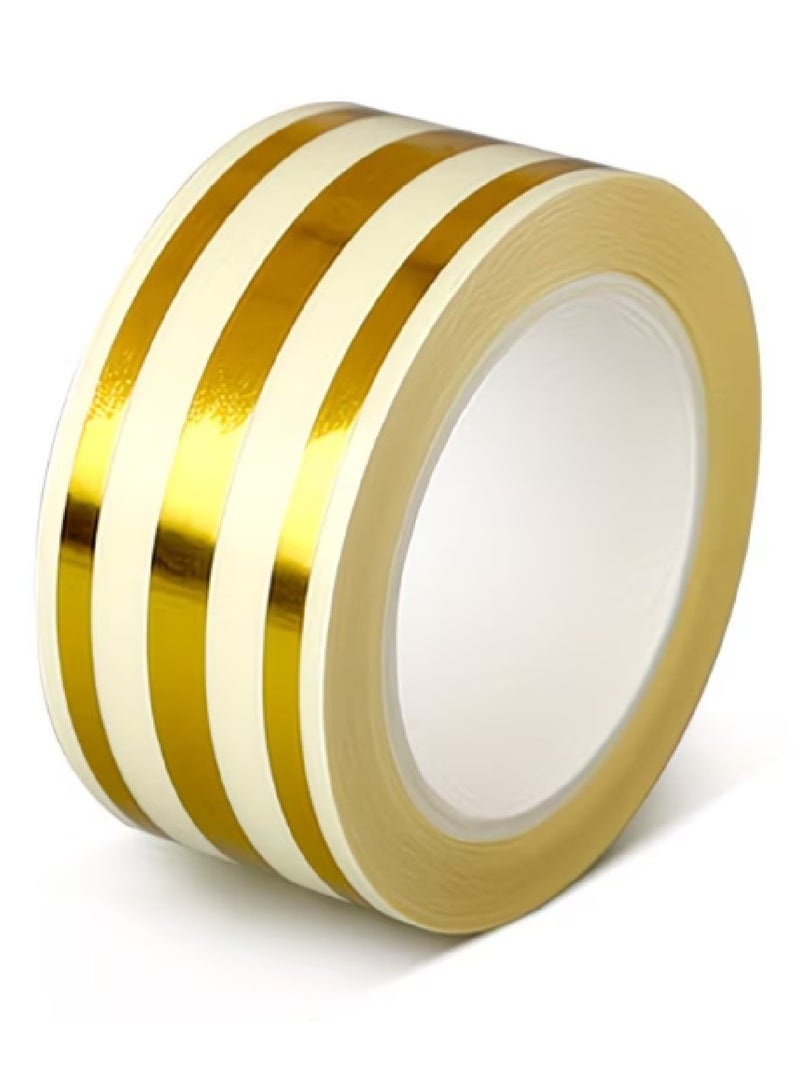 MOBM Stripe Decorative Waterproof Sealing Tape 2.5CM x 5M for Kitchen Bathroom Wall Edge and Tile Gap Gold - Image 1