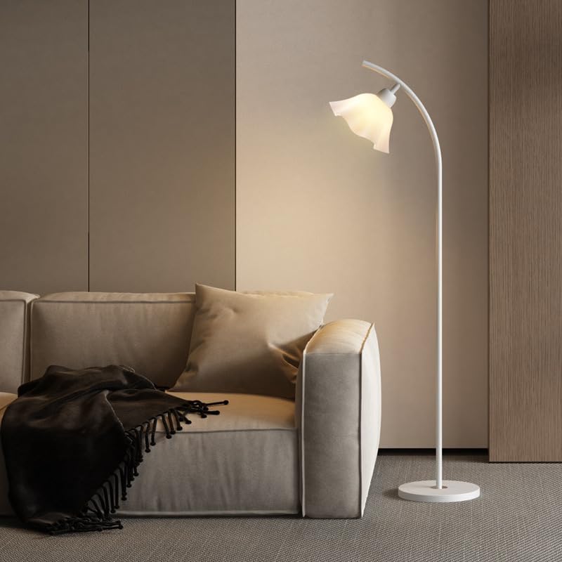 LINJIE Floor Lamp,Petal Shape Standing Lamp, Minimalist Standing Lamp,for Living Room/Bedroom/Study Room（white pole） - Image 1