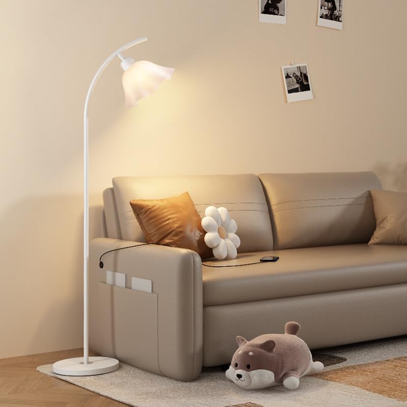 LINJIE Floor Lamp,Petal Shape Standing Lamp, Minimalist Standing Lamp,for Living Room/Bedroom/Study Room（white pole） - Image 2