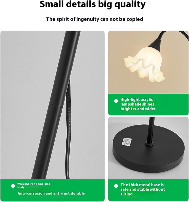 LINJIE Floor Lamp,Petal Shape Standing Lamp, Minimalist Standing Lamp,for Living Room/Bedroom/Study Room（white pole） - Image 5