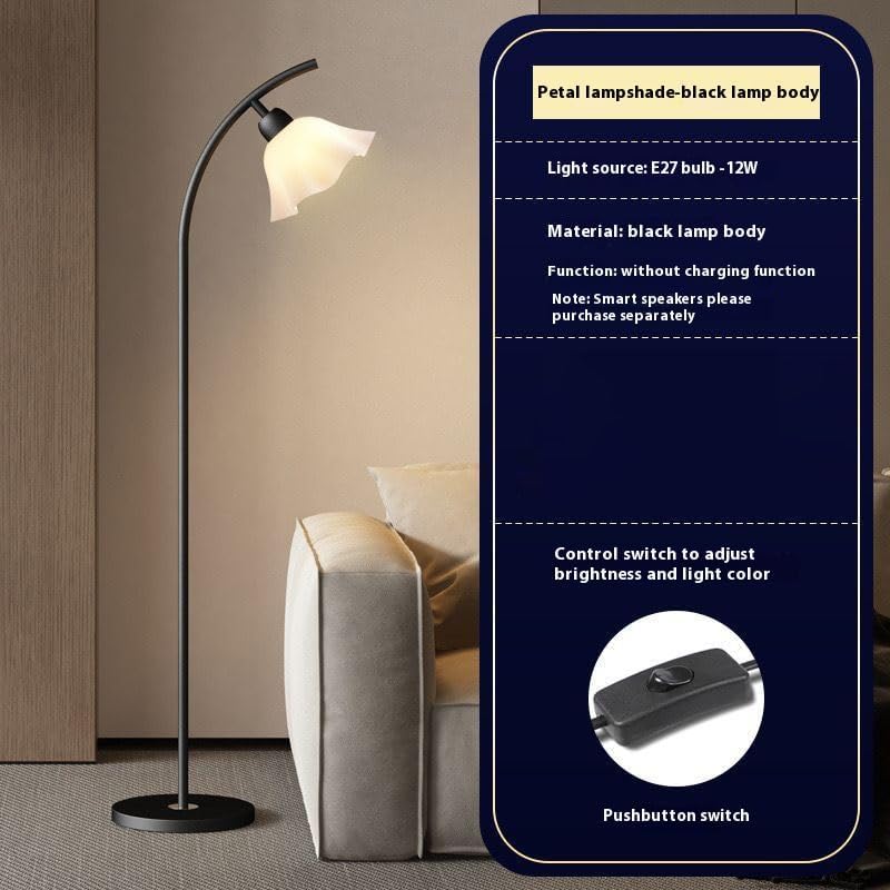 LINJIE Floor Lamp,Petal Shape Standing Lamp, Minimalist Standing Lamp,for Living Room/Bedroom/Study Room（white pole） - Image 3