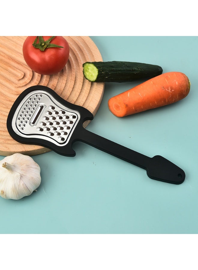 Black Cheese Grater, Stainless Steel Cheese Shredder, Handheld Graters for Kitchen, Food Grater and Shredder Guitar Design, Fruit Pulp Crusher for Kitchen Peeling, Grating and Slicing Tools - Image 3