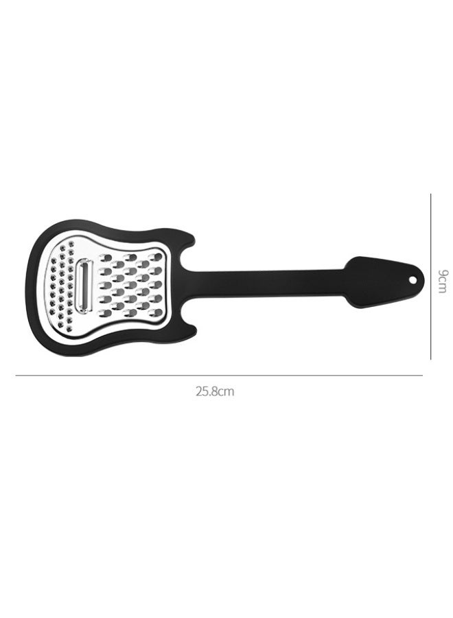 Black Cheese Grater, Stainless Steel Cheese Shredder, Handheld Graters for Kitchen, Food Grater and Shredder Guitar Design, Fruit Pulp Crusher for Kitchen Peeling, Grating and Slicing Tools - Image 2