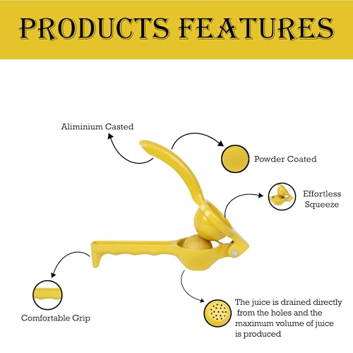 Elan Aluminium Citric Lemon Lime Juice Squeezer | Manual Citrus Press | Juice Extractor | Lemon Crusher | Nimbu Presser (Yellow) - Image 4