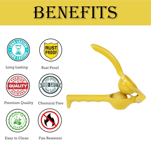 Elan Aluminium Citric Lemon Lime Juice Squeezer | Manual Citrus Press | Juice Extractor | Lemon Crusher | Nimbu Presser (Yellow) - Image 3