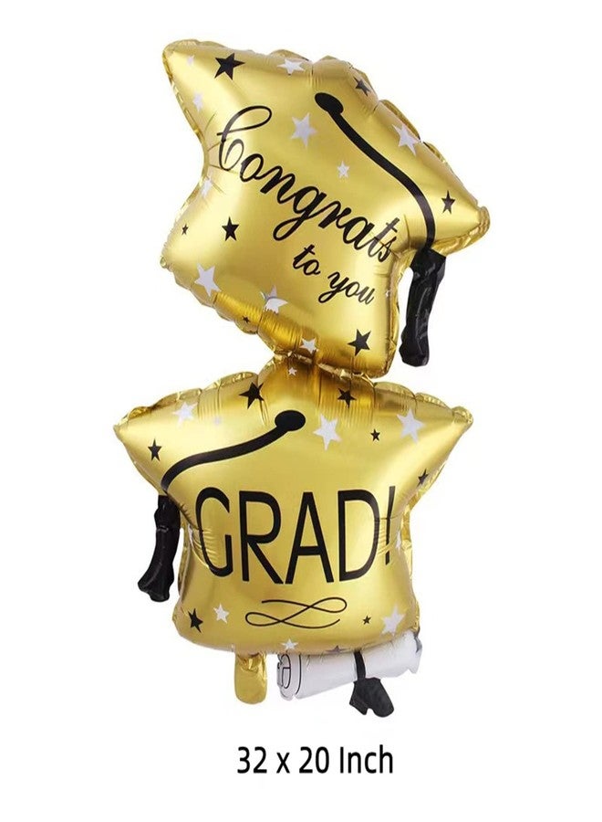 Dzrige Graduation Balloons Congrats Grad Balloons Grad Cap Foil Mylar Balloons for Class of 2026 Decorations | Graduation Party Decorations - Image 2