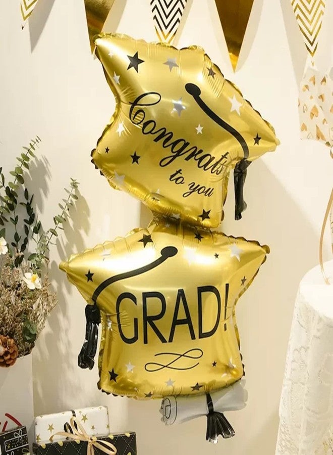 Dzrige Graduation Balloons Congrats Grad Balloons Grad Cap Foil Mylar Balloons for Class of 2026 Decorations | Graduation Party Decorations - Image 3