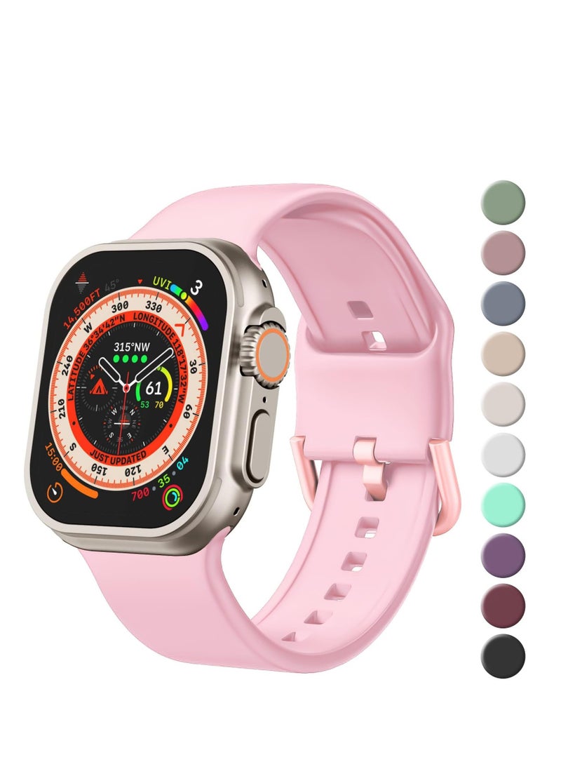 Generic - Sport Band For Apple Watch Ultra Bands 49mm 45mm 44mm 42mm, Soft Silicone Wristband Replacement Strap with Classic Clasp for iWatch Series 9 Ultra2 SE 8 7 6 5 4 3 2 1 for Women Men - Image 1