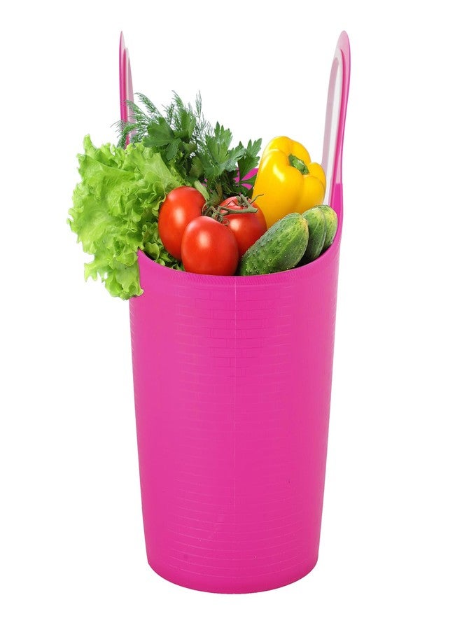 SGNS Sturdy Multipurpose Use Basket - Top Handle Plastic Basket for Shopping, Storage - Plastic Lunch Bag for Kids (Pink) - Image 5