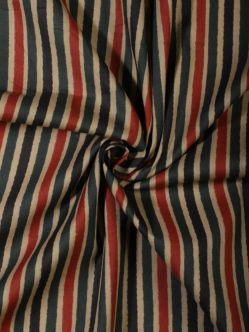 أيه كيه إس Multicolor Vertical Striped Cotton Fabric