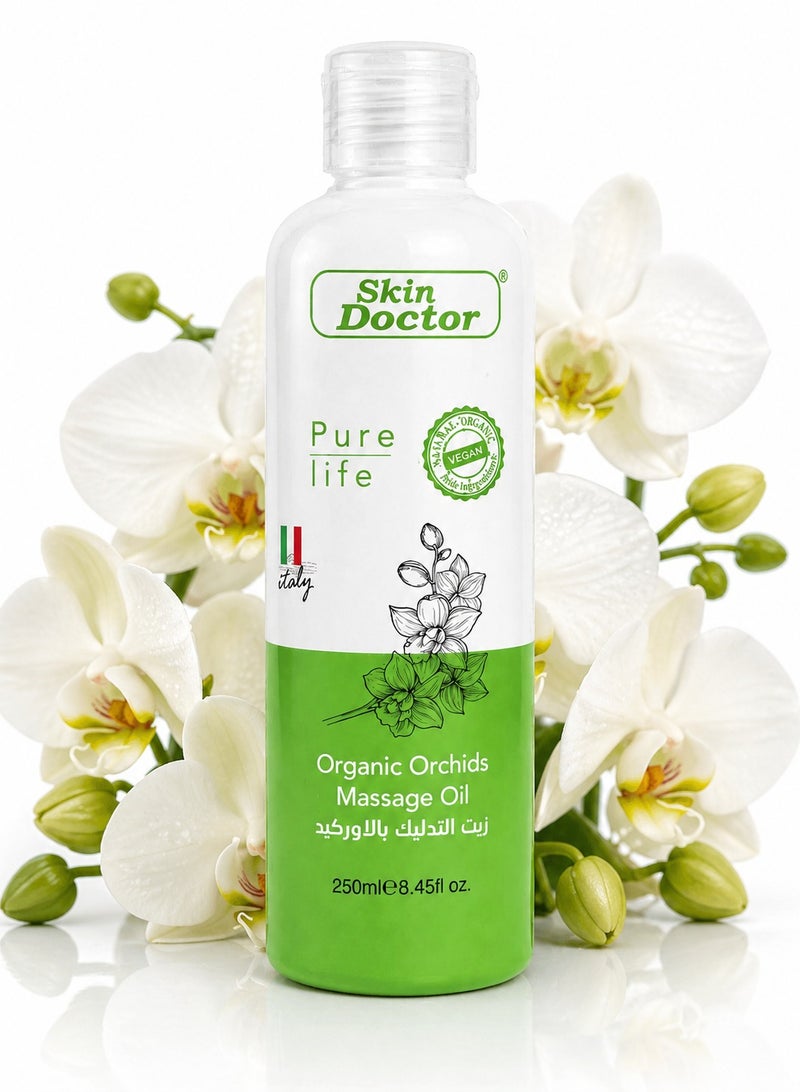 Skin Doctor Organic Orchids Massage Oil 250ml – Relaxing Body Massage Oil for Skin Nourishment & Stress Relief – Moisturizing Aromatherapy Oil for All Skin Types - Image 1