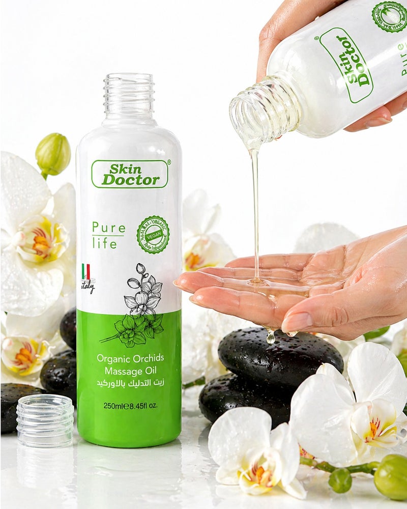 Skin Doctor Organic Orchids Massage Oil 250ml – Relaxing Body Massage Oil for Skin Nourishment & Stress Relief – Moisturizing Aromatherapy Oil for All Skin Types - Image 2