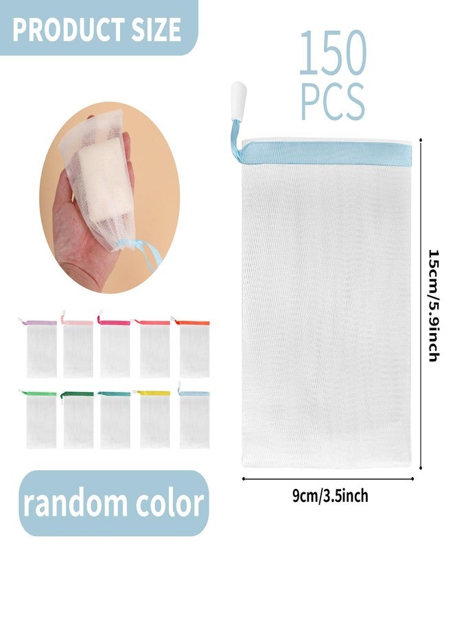 Axigundaone 150 Pcs Mesh Soap Bags For Soap Bars, Handmade Bubble Mesh Bags with Drawstring, Random Color Exfoliating Shampoo Bag for Foaming and Drying - Image 2