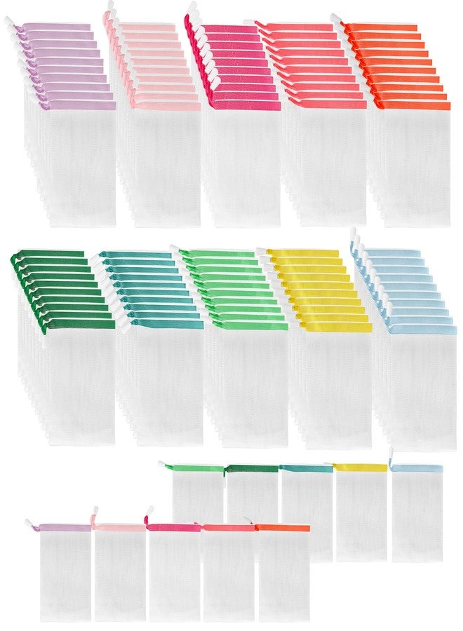 Axigundaone 150 Pcs Mesh Soap Bags For Soap Bars, Handmade Bubble Mesh Bags with Drawstring, Random Color Exfoliating Shampoo Bag for Foaming and Drying - Image 1