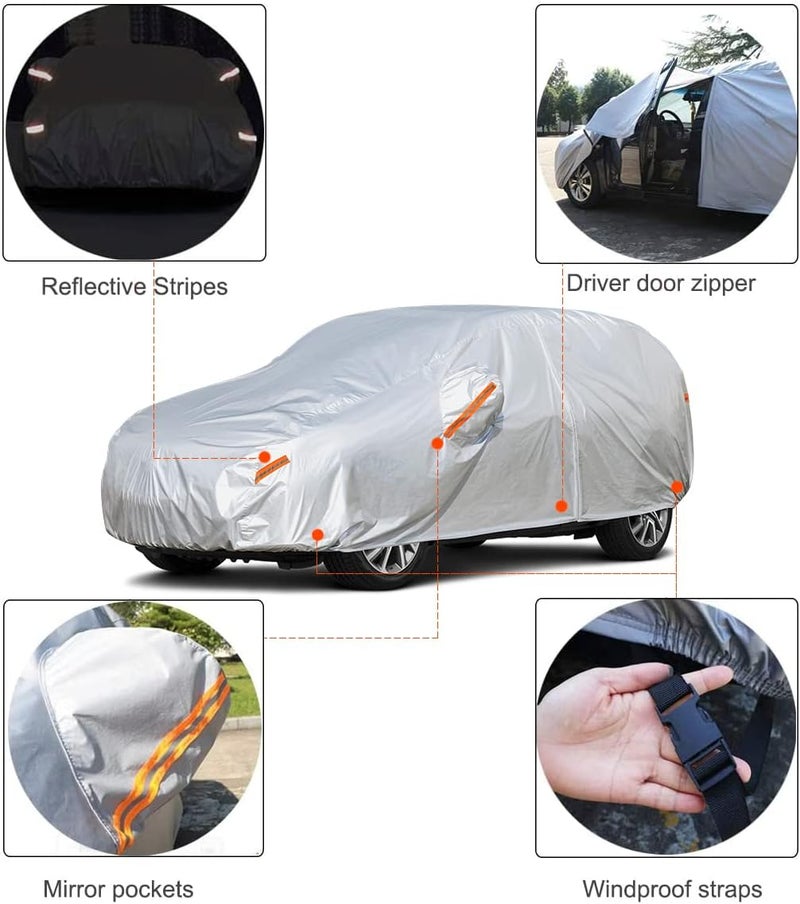 Kayme Waterproof Car Cover for SUVs and Jeeps (188 to 200 Inch) - All Weather Protection with Zipper Mirror Pocket - Image 3