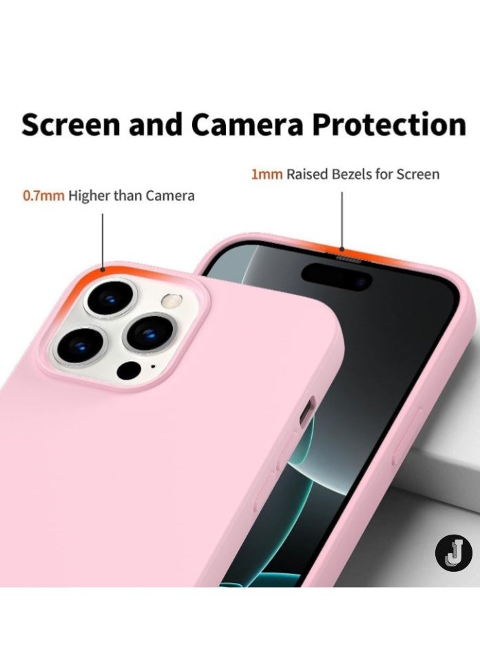 JAJEEK "New Soft Liquid Silicone Gel Case for iPhone 16 Pro Max – Full Body Shockproof Protection, Matte Finish & Soft Microfiber Lining (Pink)" - Image 3