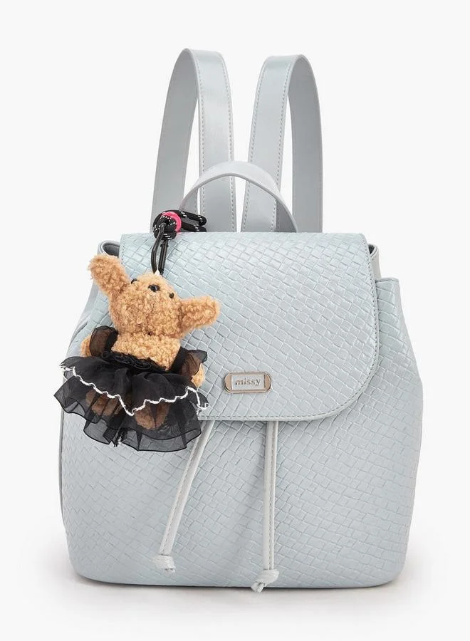 Missy Missy Backpack With Multiple Charms With Waffle Embossing