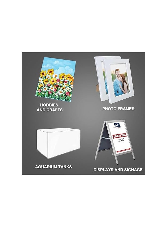 SLASA Acrylic Sheet Plexiglass 12” x 12” Square Panel 1/8” Thick, Plexi Glass Board with Protective Paper for Signs, DIY Display Projects, Craft and Easy to Cut, 2-Pack, White - Image 2