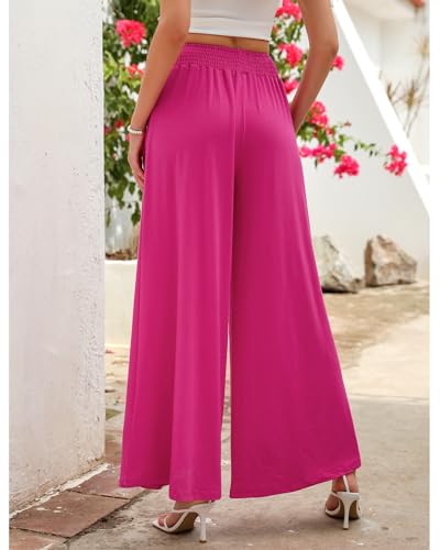 GRAPENT Women's Comfy High Waisted Wide Leg Pants - Casual Slacks for Winter Outfits - Hot Pink XX-Large Size 20 22 - Image 3
