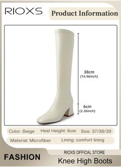 RIOXS Women's Over The Knee High Boots, Ladies Classic Thigh High Boots, Side Zipper Mid-heel Rider Boots, Fashionable Comfortable Knee High Boots, Long Tube Knee-Length Boots, Versatile Enough to Suit Various Occasions  - Image 5