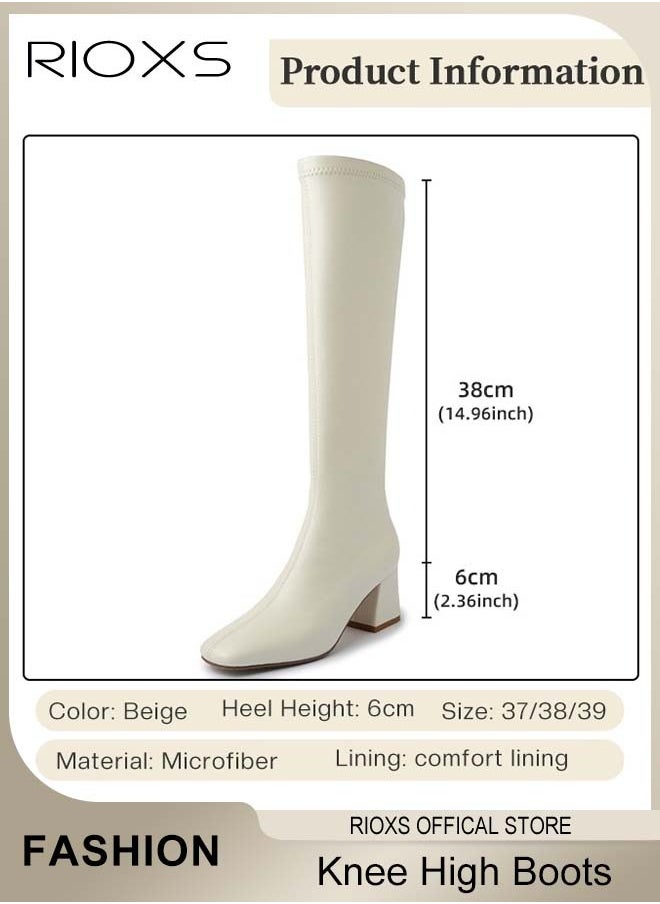 RIOXS Women's Over The Knee High Boots, Ladies Classic Thigh High Boots, Side Zipper Mid-heel Rider Boots, Fashionable Comfortable Knee High Boots, Long Tube Knee-Length Boots, Versatile Enough to Suit Various Occasions  - Image 5