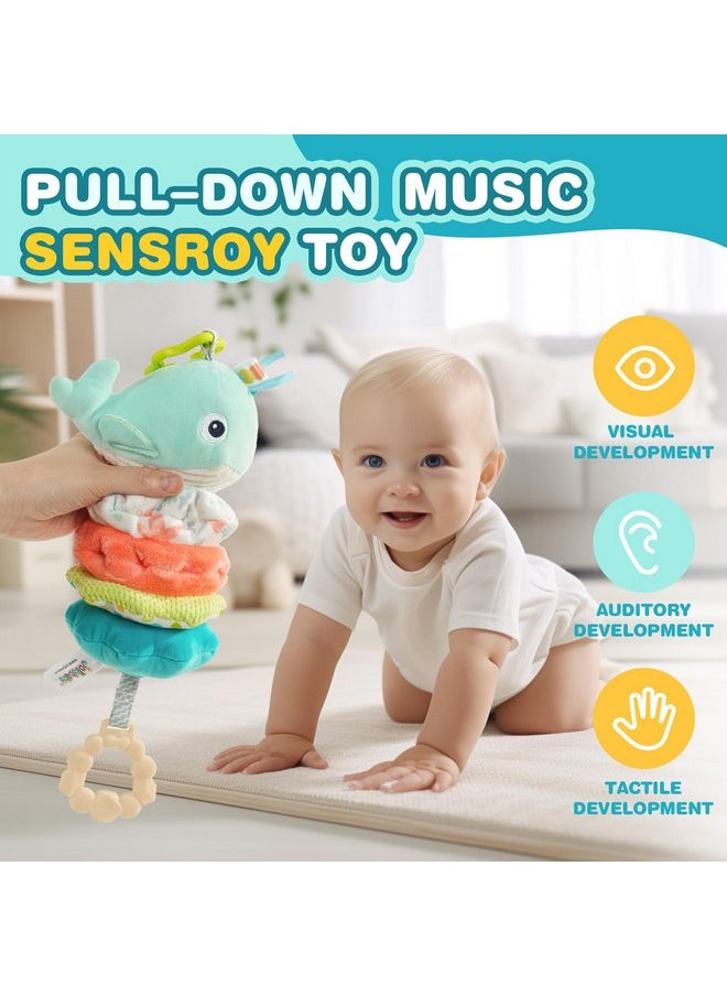 Jollybaby Jollybaby Baby Musical Pull String Hanging Toy for Stroller Car Seat Crib Play Gym, Plush Stuffed Whale Toy for Carseat with Music Teether Crinkle Paper, Sensory Toy for 0-6-12-18 Months Baby Gift  - Image 2