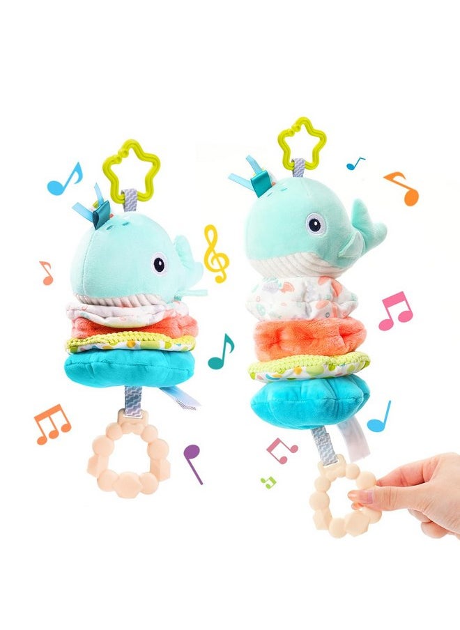 Jollybaby Jollybaby Baby Musical Pull String Hanging Toy for Stroller Car Seat Crib Play Gym, Plush Stuffed Whale Toy for Carseat with Music Teether Crinkle Paper, Sensory Toy for 0-6-12-18 Months Baby Gift  - Image 1