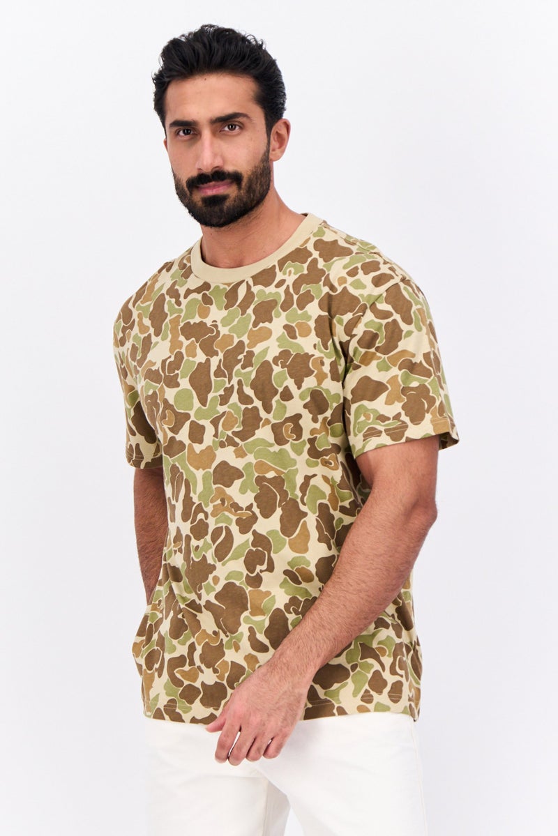 GAP Men Crew Neck Short Sleeve Camouflage T-Shirt, Olive Combo - Image 1