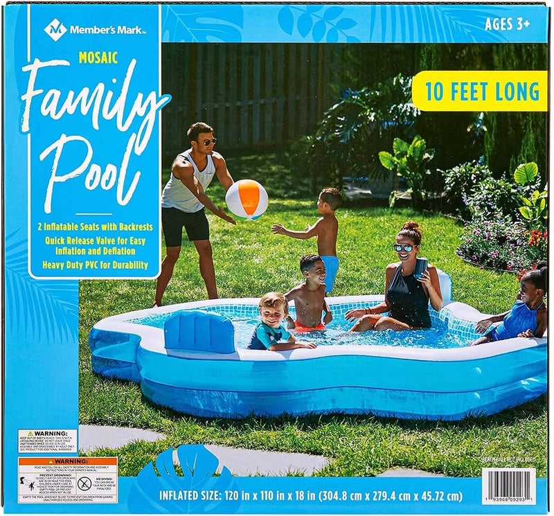 Member's Mark Elegant Family Pool 10 Feet Long 2 Inflatable Seats with Backrests. New Version - Image 4