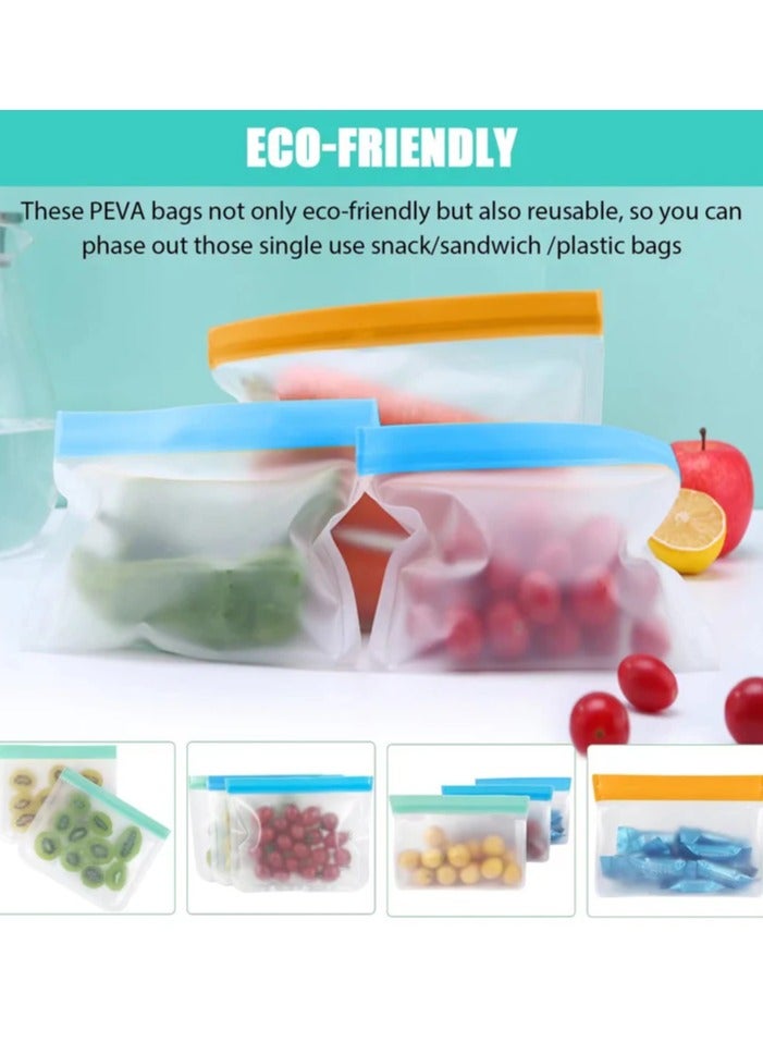 Beram Reusable Food Storage Bags, Reusable Sandwich Bags, Preserving Food Container, Peva Pouches, Food Storage Set, Cooking, Lunch, Snack, Baby Food Prep, Freezer Bags, Standing Ziplock Bags, 2 Travel Bags  - Image 3