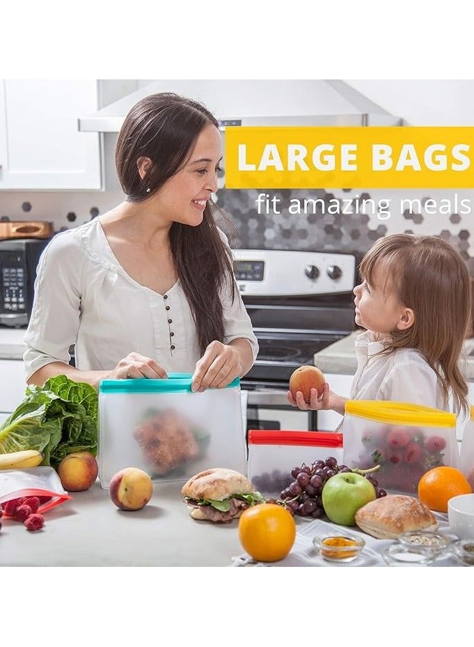 Beram Reusable Food Storage Bags, Reusable Sandwich Bags, Preserving Food Container, Peva Pouches, Food Storage Set, Cooking, Lunch, Snack, Baby Food Prep, Freezer Bags, Standing Ziplock Bags, 2 Travel Bags  - Image 4